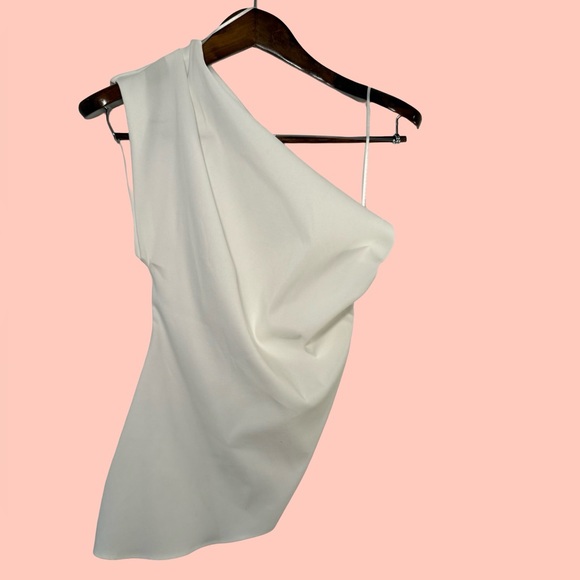Zara White One-Shoulder Blouse - Picture 2 of 7